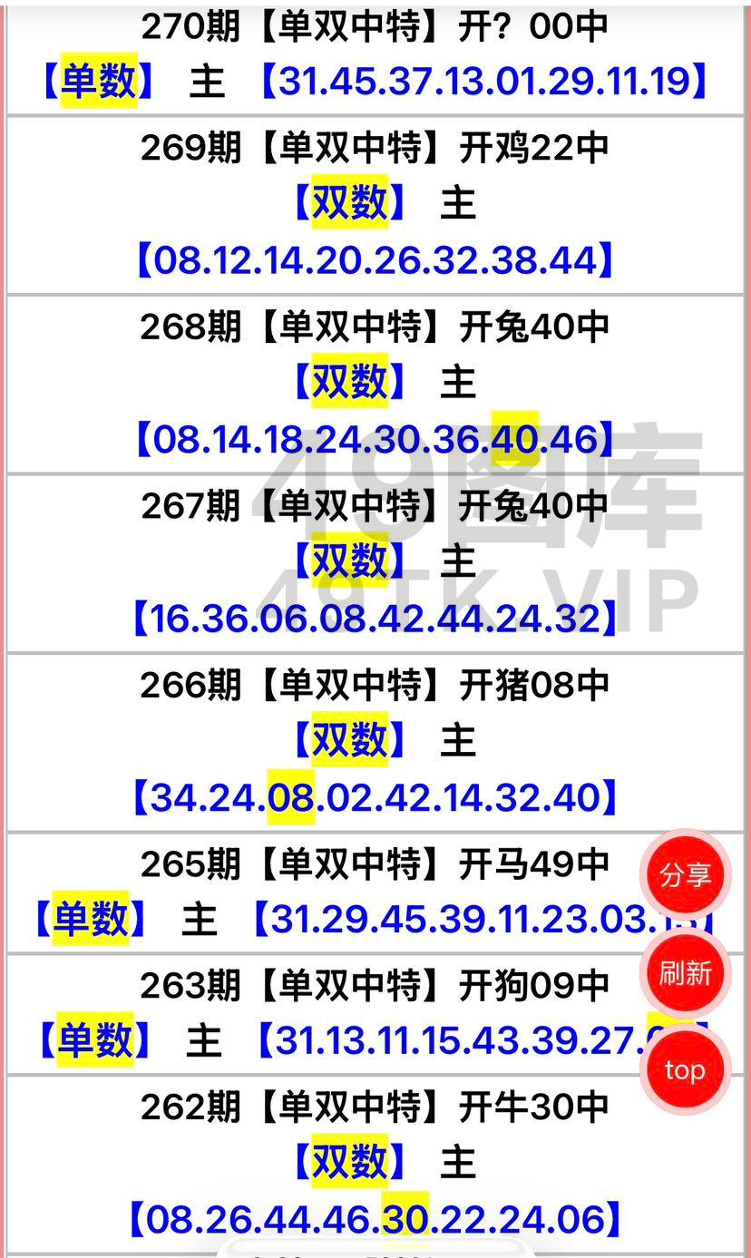 270期：单双中特
